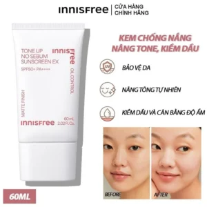 Kem Chống Nắng Innisfree Tone Up No Sebum Sunscreen SPF50+ PA++++ Bảo vệ da dầu, kiểm soát bóng nhờn (60ml)
