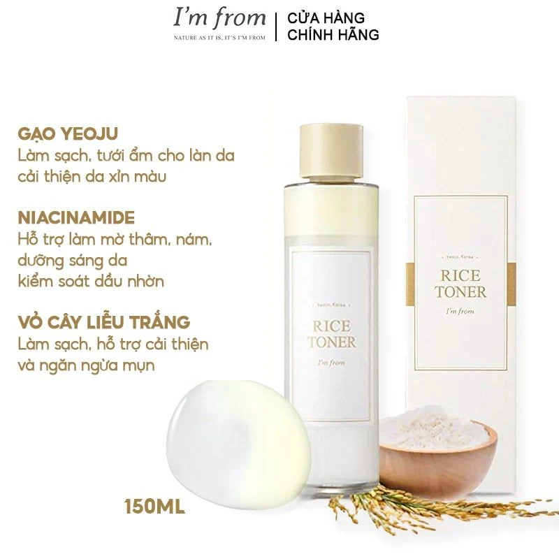 Nước Hoa Hồng Hỗ Trợ Dưỡng Da Sáng Mịn Chiết Xuất Từ Gạo I'm From Rice Toner (150ml)
